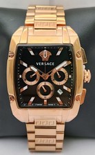 Working Versace Chronograph Black Dial with Date Men's Wristwatch Steel Band