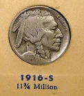 1916-S Buffalo Nickel - Fine  /  Fine  (SA)