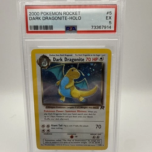 Pokemon TCG 2000 Dark Dragonite #5  Team Rocket Vintage Holo PSA 5