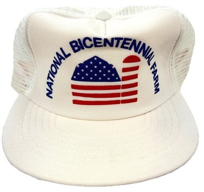 Vintage National Bicentennial Farm Trucker Hat Cap Made In USA Flag Snap Back YY