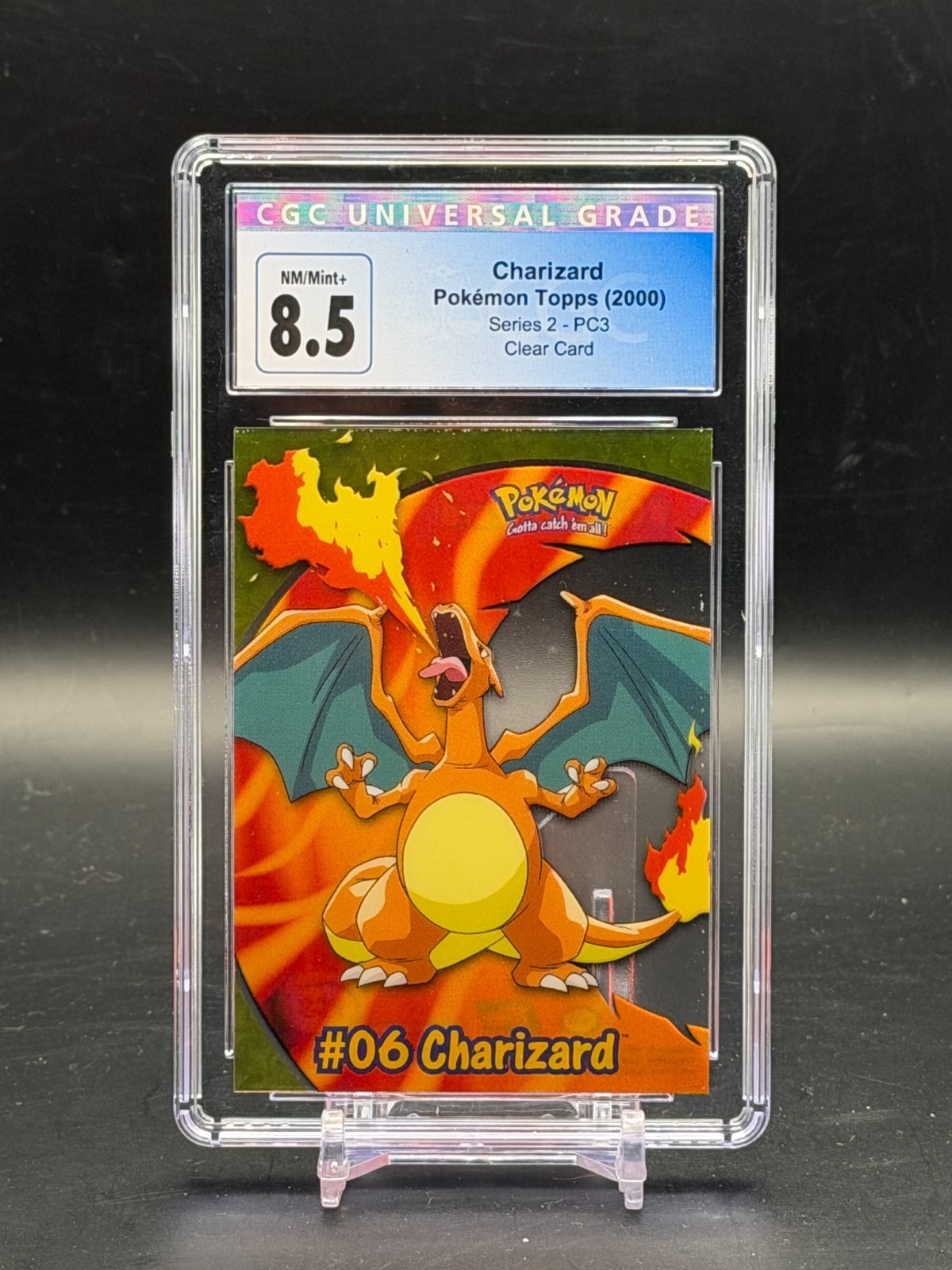 CGC 8.5 NM/MINT+ Charizard Topps 2000 Clear Card Series 2 PC3 Rare Pokemon
