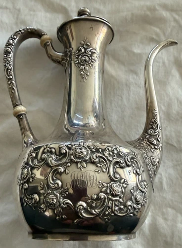 Vintage Antique Estate Sterling Silver Gorham Teapot 7/8 Pint Engraved 1899