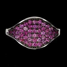 925 Sterling Silver Ring Pink Sapphire Round Diamond Cut Gemstone Jewelry Size 7
