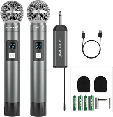 Sistema de micrófono inalámbrico digital dual con 2 micrófonos dinámicos de mano