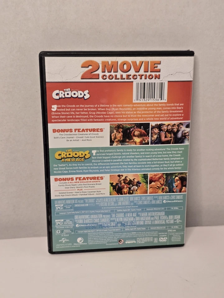 DreamWorks 3 DVD Lot- The Croods 1 and 2, Flushed Away Movies Foto 4 de 4
