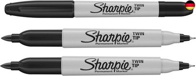 Sharpie Permanentmarker, Doppelspitze, schwarze Tinte, 3 Stück, feine und 
