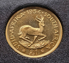 SOUTH AFRICA 1954 ELIZABETH II GOLD SOVEREIGN + HALF-SOVEREIGN PROOF COINS