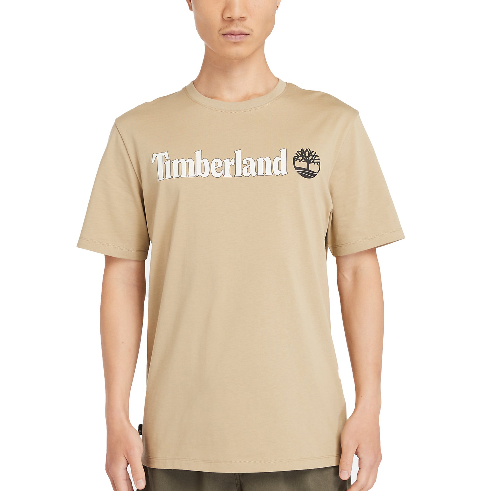 Футболка Timberland с линейным логотипом Herren Kennebec River бежевого цвета 8390₽