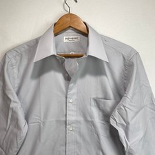 VTG Yves Saint Laurent Mens Dress Shirt Light Blue 15.5 32-33 YSL Button Down