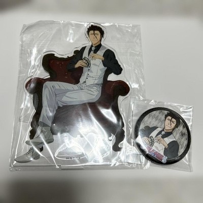 Bleach Aizen Sousuke Acrylic Stand & Can Badges Set (2)  Used, 2Piece