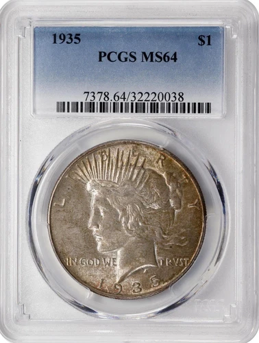 1935 Peace Dollar PCGS MS64 Gem BU w/ Toning & Luster