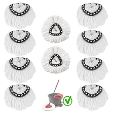 Spin Mop Heads 10 Pack Microfiber 360 Degree Refill White