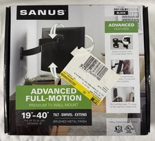 SANUS MODEL BSF316-B1 ADVANCED FULL MOTION TV WALL MOUNT 19”- 40”