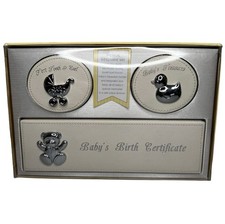 4-Piece Baby Keepsake Gift Set   Birth Certificate Holder First Tooth, Curl NIB