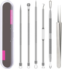 Pimple Popper Tool Kit, 6 Pcs Blackhead Remover Acne Needle Tools Set Removing T
