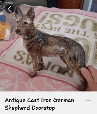 Antique HUBLEY Cast Iron German Shepherd Dog 9.25'' Doorstop
