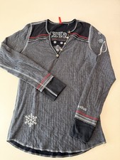 Alp N Rock V Neck Aspen Mountain Embroidered Gray Long Sleeves Size 2