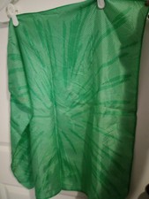 Vintage Glentex Green Polka Dot Sunburst Scarf 26  Square Japan Retro