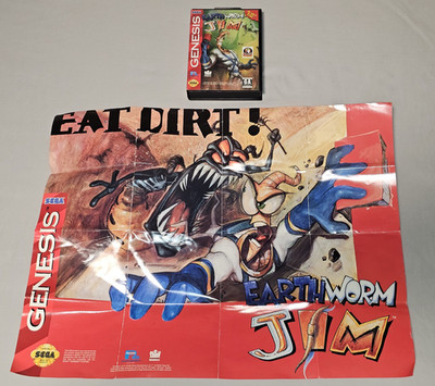 Earth Worm Jim 1994 Original Sega Genesis USA - Hard Case & Poster ONLY - RARE!