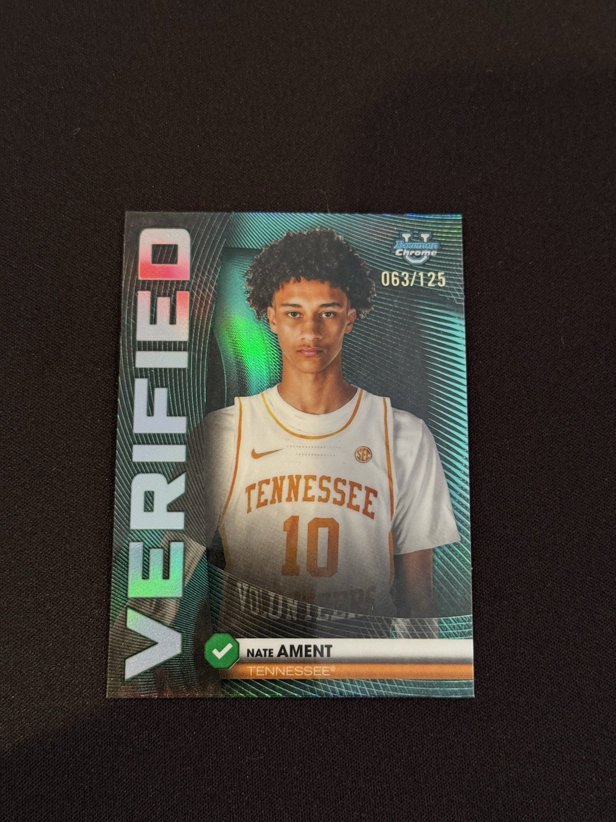 2025-26 Bowman Chrome Nate Ament Bowman Verified BV-10 Aqua Refractor /125