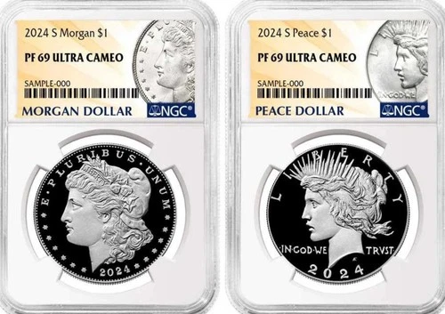 2024-S $1 Proof Morgan and Peace Silver Dollar 2pc Set NGC PF69 Ultra Cameo