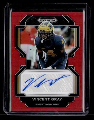 2023 Prizm Draft Picks #RA-VGR Vincent Gray 2022 Draft Picks Autos Red AU,SN