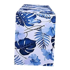 Spring Table Runner 13 x 90 Inches Long, White Blue Leaves Flower Seasonal 