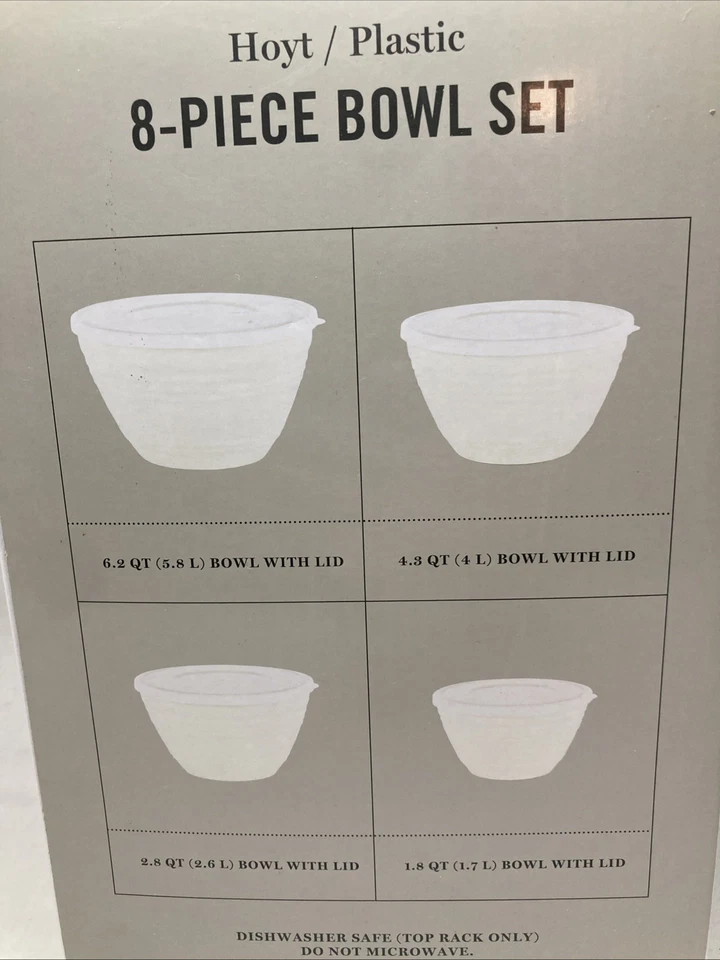 Martha Stewart Collection 8-Piece Plastic Bowl Set - 4 Bowls with 4 Lids NEW - Image 2 of 3