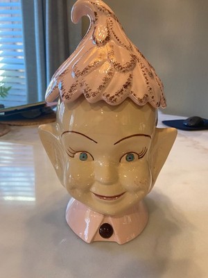 Vintage 1950s-1970s Pink  Pixie Elf Cookie Jar