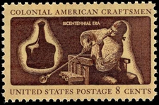 US Scott # 1456, Glass Blower : Colonial American Craftsman, 1972 8¢ Stamp, MNH