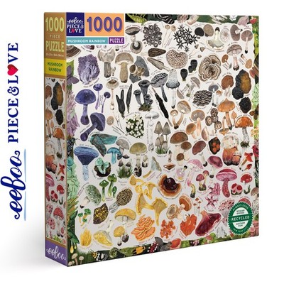 eeBoo PILZ REGENBOGEN 1000 Teile Quadrat Puzzle Super Deluxe PZTMRW