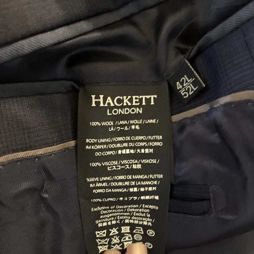 Hackett London Men's Navy Plaid Wool Blazer 42L/52L NWOT - Image 2 of 4