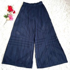 PLEATS PLEASE ISSEY MIYAKE 20SS Print Mesh Wide Leg Pleated Pants Navy Size L