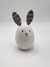 Easter Bunny Figurine Ceramic Egg Metal Ears Farmhouse Spring Decoration