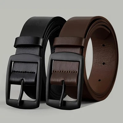 Ceinture Homme Qualité Cuir PU Boucle Métal - Idéale Jean & Pantalon - Photo 1/4
