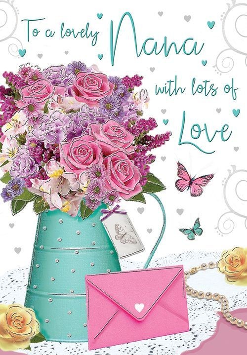 Birthday Card - Nana Roses - Glitter - Regal Quality NEW