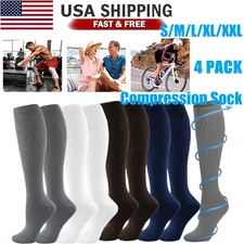 4 X S-XXL Copper Infused Compression Sport Socks 20-30mmHg Pain Relief Men Women