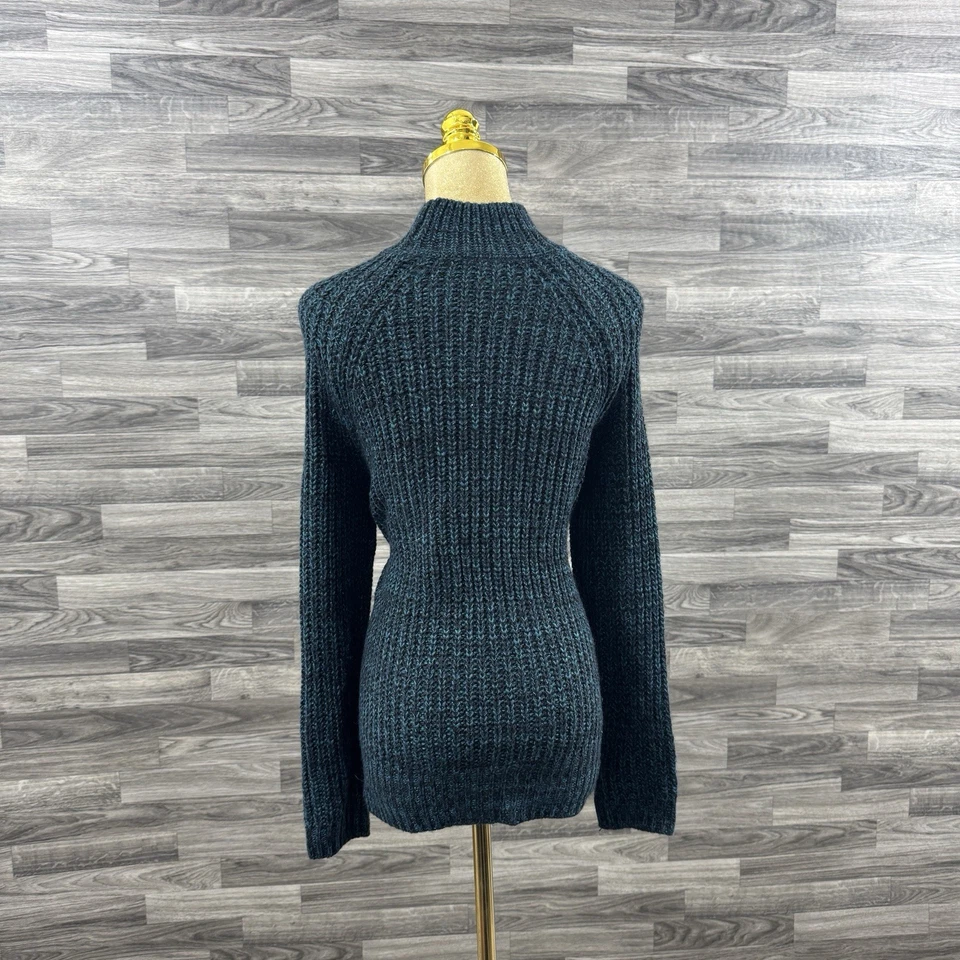Relativity Women’s Ribbed Mock Neck Sweater Size M Black Teal Knit Long Sleeve - Image 2 of 4
