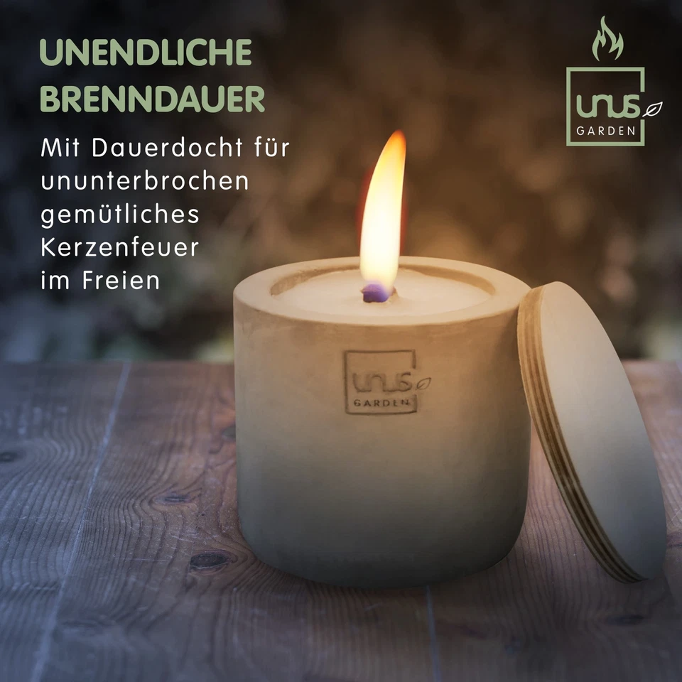 UNUS® Kerze Beton handgemacht Dauerdocht Betonkerze Tischfeuer - Bild 2 von 4