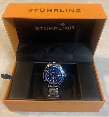 Stuhrling Original Regatta Espora Swiss Quartz Pro Diver 200M Mens Watch *TESTED