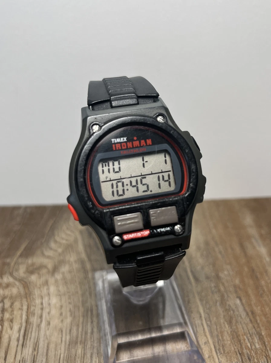Vintage Timex Ironman Triathlon Men s Watch Retro Red Black Chrono