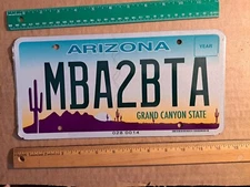 License Plate, Arizona, Sunset, Saguaros, Passenger, MBA 2 BTA