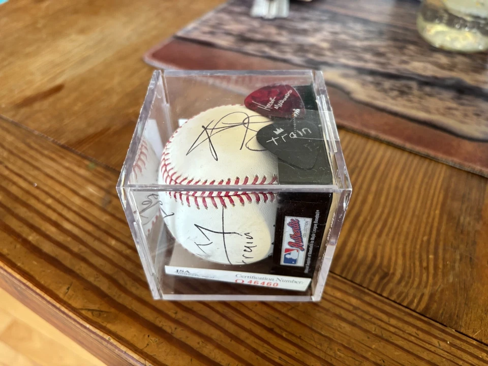 Train Music Band ONLY Signed Baseball on Ebay w/ Guitar Picks & JSA Cert ~ RARE - Image 4 of 4