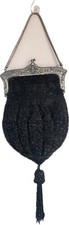 VICTORIAN beaded purse with ornate continental silver frame