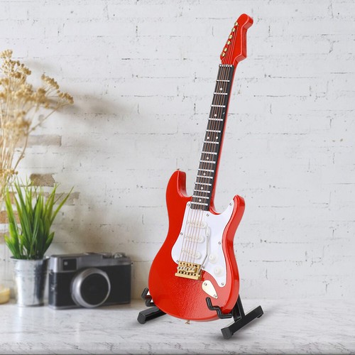Miniature Red Electric Guitar Model Musical Instrument Ornament Gift Supply - Picture 7 of 11
