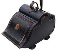Antique Victorian C1850 Japanned steel coal scuttle box or purdonium