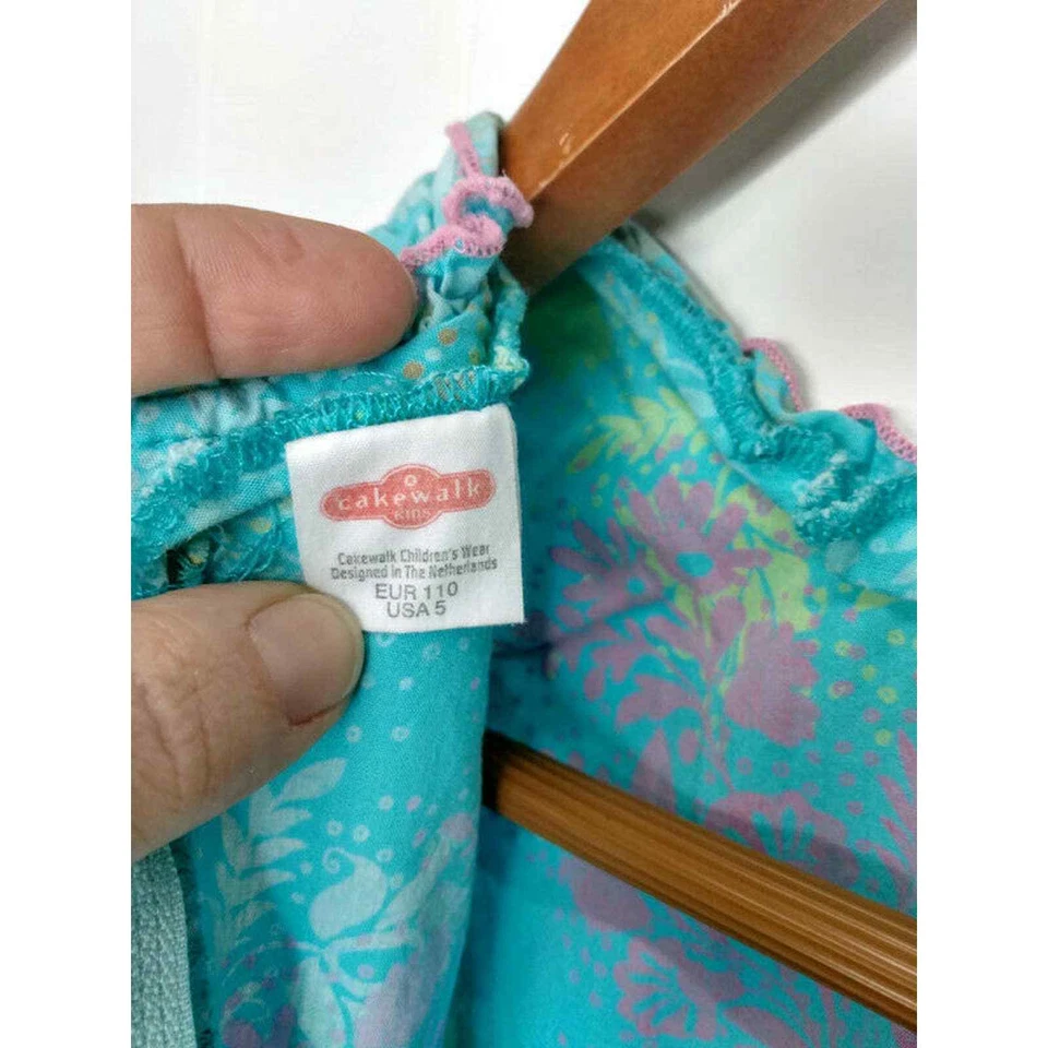 Vestido sin mangas floral azul Cakewalk para niños talla 5 Foto 3 de 3