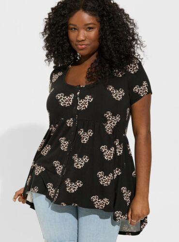 Torrid Disney Minnie Mouse Shirt Babydoll Top Leopard NWT New 2X
