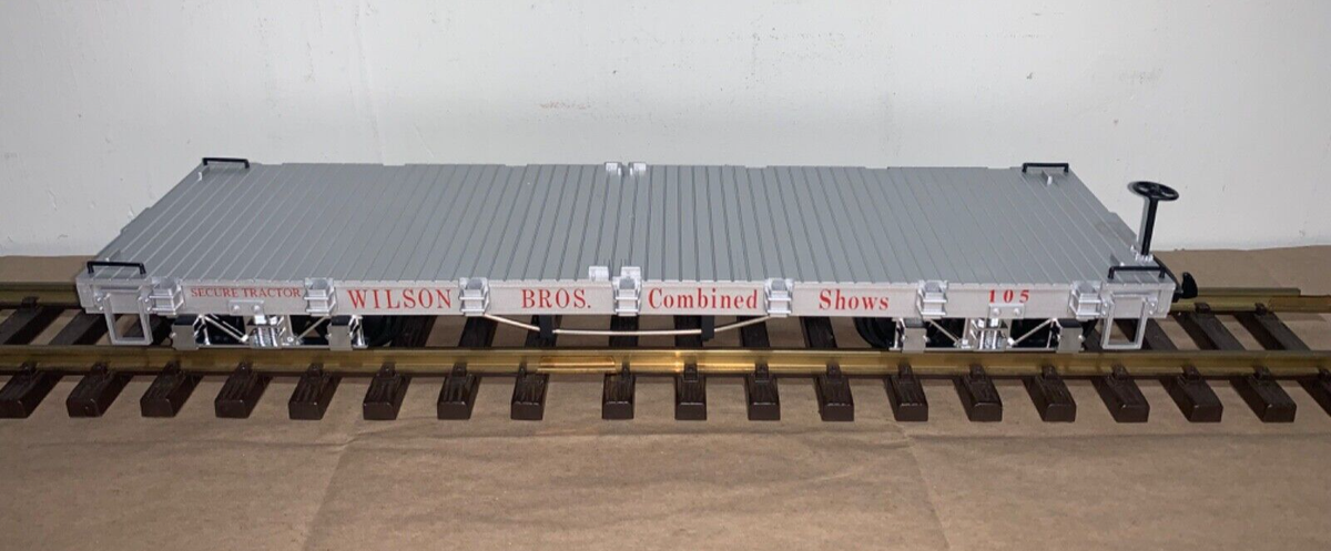 LGB 4360 DG WILSON BROS. CIRCUS SILVER FLAT CAR 105, G SCALE, C7