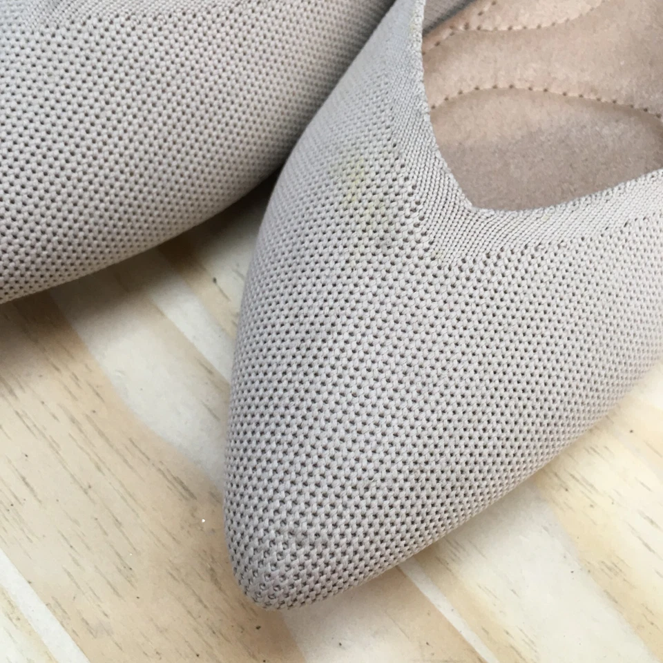 Old Navy Shoes Womens 10 Bare Necessity Pointy Ballet Flats Brown Knit Fabric - Image 4 of 4